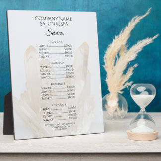White Crystals Spa Salon Services Menu Fotoplaat