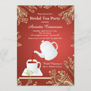 White Cup Tea Invitation Kaart