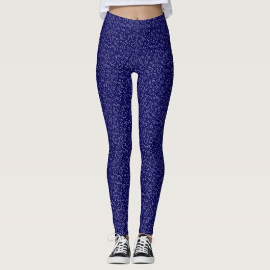 White Curl Abstract Pattern Champ Leggings (Voorkant)
