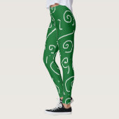 White Curl Abstrait Motif Champ Leggings (Gauche)