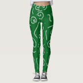 White Curl Abstrait Motif Champ Leggings (Devant)