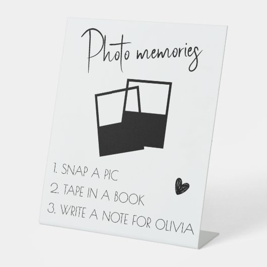 White Custom Afstuderen Photo Memory Sign Reclamebord Met Voetstuk (Voorkant)