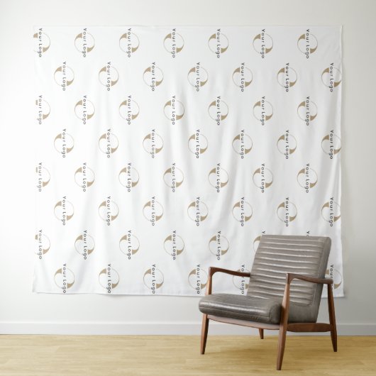 White Custom Business Logo Backdrop minima Wandkleed (In Situ (horizontaal))