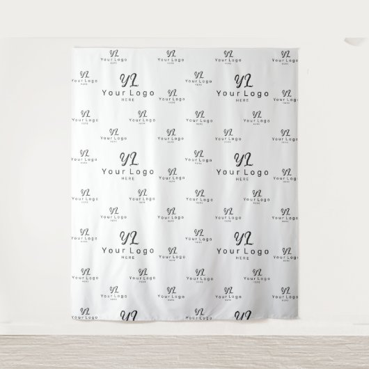 White Custom Business Logo Backdrop Trade show Wandkleed (Voorkant)