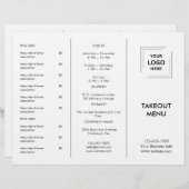 White Custom Business Logo Restaurant Afhaalmenu (Voorkant / Achterkant)