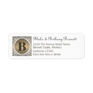 White Custom Monogram Return-adres Etiket