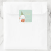 White Cute Bunny Birthday Bedankt Vierkante Sticker (Tas)