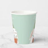 White Cute Bunny Birthday Papieren Bekers (Links)