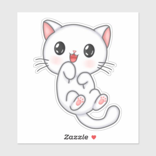 White Cute Kat Sticker (Vel)