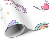 White Cute Rainbow Unicorn Star Magical Cadeaupapier (Rol Hoek)