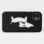 White Dachshund + roze nose op zwart Case-Mate iPhone Case (Achterkant (horizontaal))