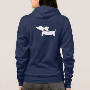 White Dachshund Silhouette met roze kraag Hoodie