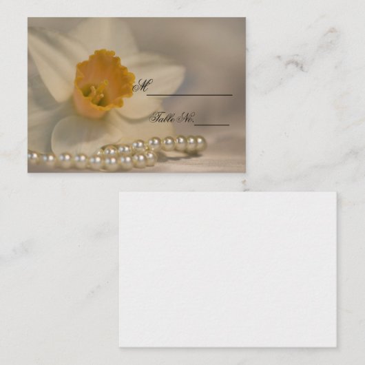 White Daffodil Pearls Spring Wedding Place Card Plaatskaartje (Voorkant / Achterkant)