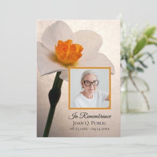 White Daffodil Spring Funeral Memorial Service Programma (Staand voorkant)