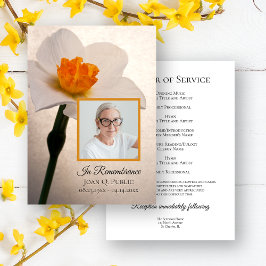 White Daffodil Spring Funeral Memorial Service Programma