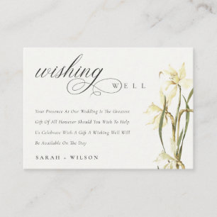 White Daffodil Waterverf Wedding Wishing Well Informatiekaartje