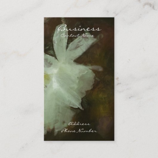 White Daffodils Floral Impressionist Painting Visitekaartje (Voorkant)