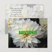 white dahlia baby shower uitnodiging briefkaart (Voorkant / Achterkant)