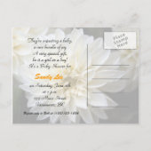 white dahlia baby shower uitnodiging briefkaart (Achterkant)