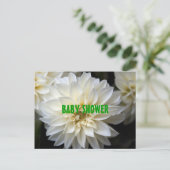 white dahlia baby shower uitnodiging briefkaart (Staand voorkant)