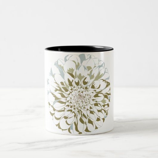White Dahlia Coffee Mug Tweekleurige Koffiemok (Center)
