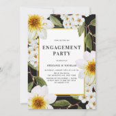 White Dahlia en Spirea Botanical Engagement Party Kaart (Voorkant)