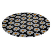 White Dahlia Floral Pattern on Black Snijplank (Hoek)