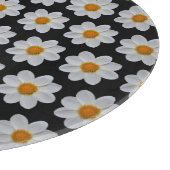 White Dahlia Floral Pattern on Black Snijplank (Hoek)