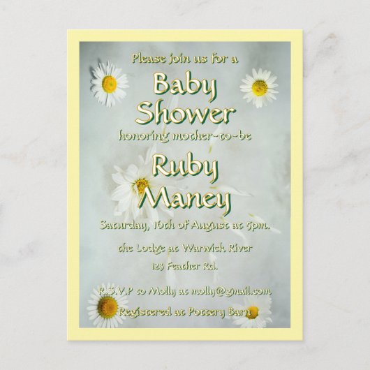White Daisies Baby shower Briefkaart (Voorkant)