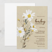 White Daisies Baby shower Invitation Kaart (Voorkant / Achterkant)