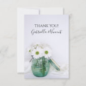 White Daisies Blue Jar Vase Weddenschap Bedankkaart (Voorkant)