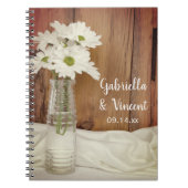 White Daisies Bottle Barn Wedding Guest Book Notitieboek (Voorkant)