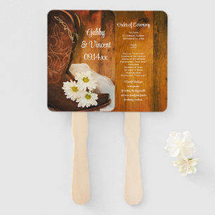 White Daisies Cowboy Boots Western Wedding Program Handwaaier