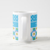 White Daisies en Polka Dots op Sky Blue Extra Grote Mok (Achterkant)