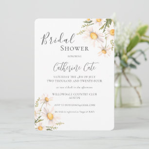 White Daisies Floral Bridal Douche Invitation