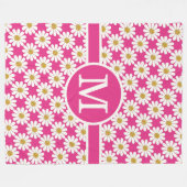 White Daisies floral Patronen aangepast monogram Fleece Deken (Voorkant (Horizontaal))