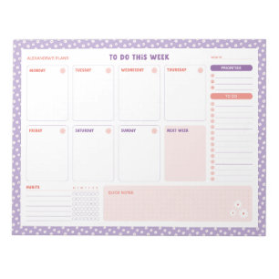 White Daisies Floral Weekly to Do Lijst Planner Notitieblok