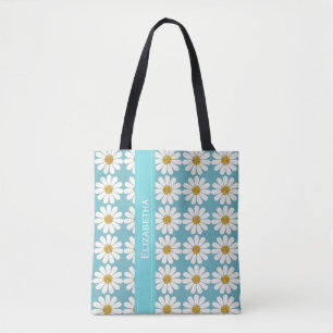 White Daisies florale patronen personaliseren Tote Bag