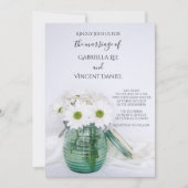 White Daisies in Blue Jar Vase Wedding Kaart (Voorkant)
