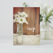 White Daisies in Milk Bottle Barn Wedding RSVP (Staand voorkant)