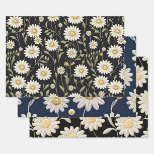 White Daisies Inpakpapier Vel