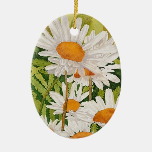 White Daisies Keramisch Ornament (Voorkant)