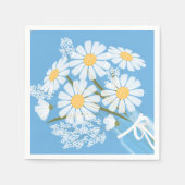 White Daisies Mason Jar Bouquet Blue Corner Servet (Voorkant)