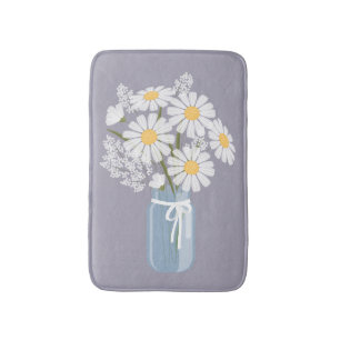 White Daisies Mason Jar op Lavender Badmat