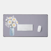 White Daisies Mason Jar op Lavender Bureaumat (Keyboard & Muis)