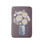 White Daisies Mason Jar op Plum Paars Badmat (Voorkant Verticaal)