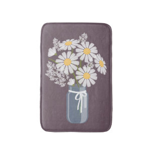 White Daisies Mason Jar over Paars van Plum Badmat