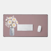 White Daisies Mason Jar over Rosy Brown Bureaumat (Keyboard & Muis)