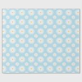 White Daisies On Blue  Cadeaupapier (Vlak)