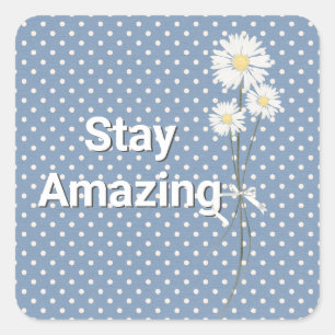 White Daisies on Pin Stippen Vierkante Sticker